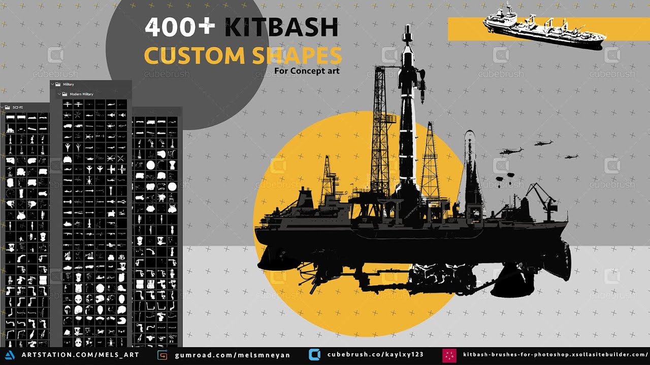 400 Kitbash Custom Shapes by Mels Mneyan