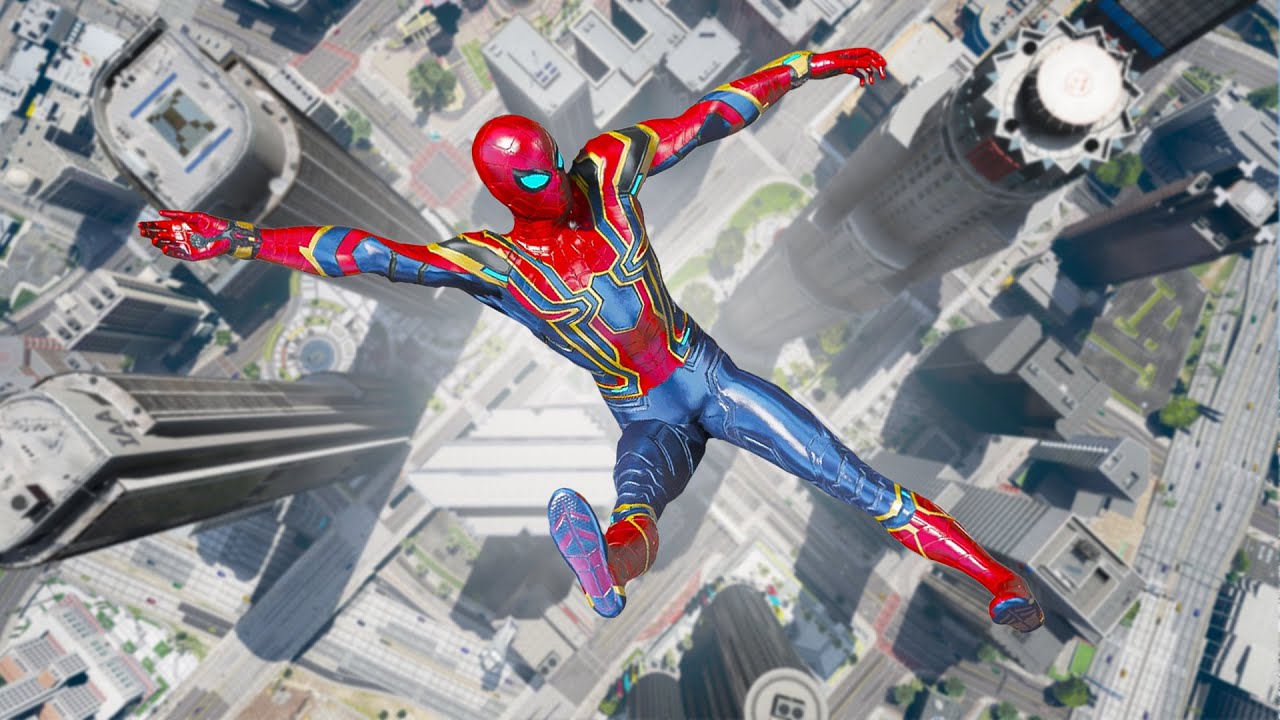 IRON SPIDERMAN CRAZY JUMPS/FALLS #1 (GTA 5 Spider-Man Fails)