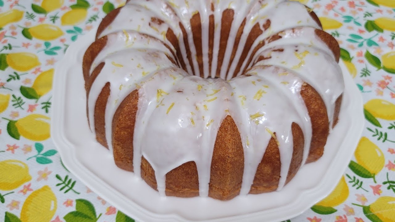 طريقة تحضير كيك الليمون الحامض Glazed Lemon Bundt Cake Recipe with English Instructions Below