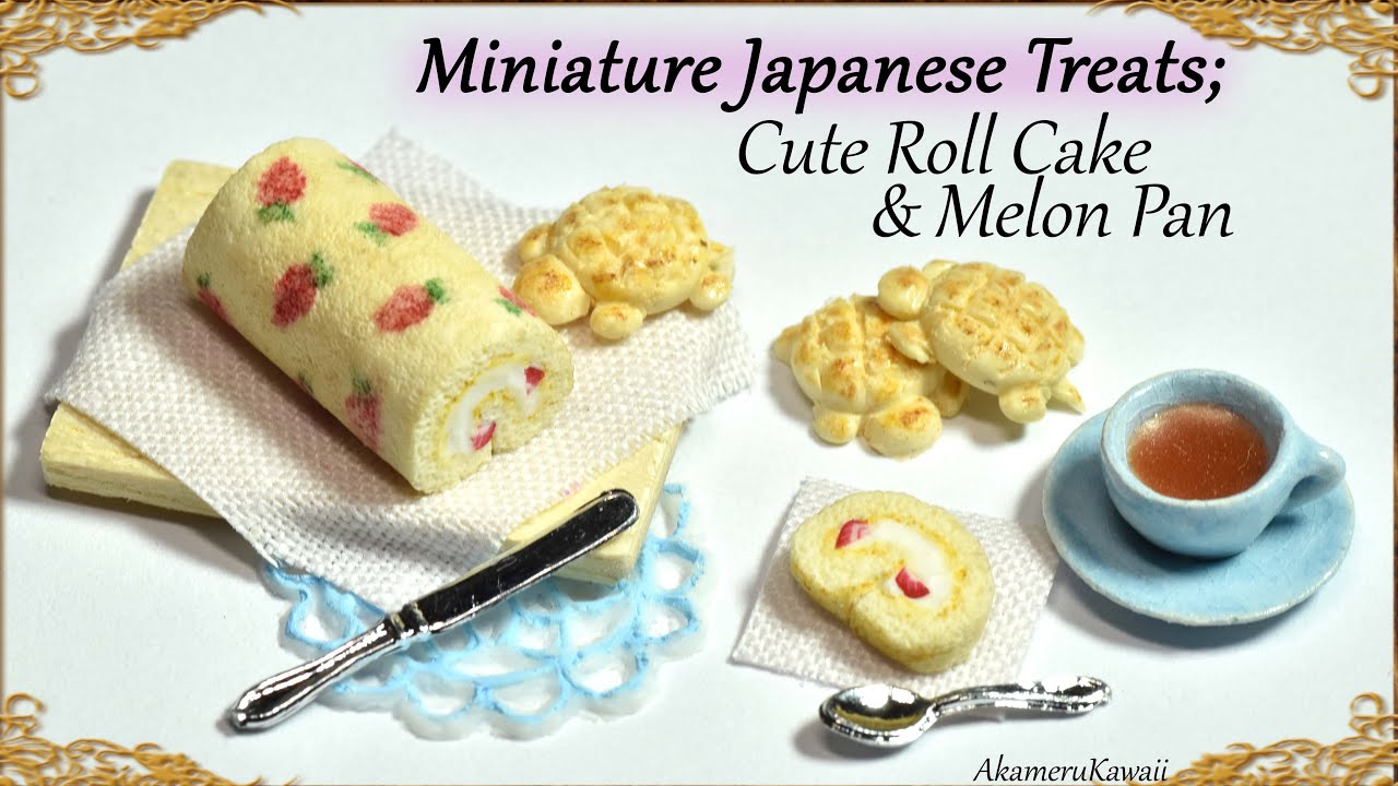 Miniature Kawaii Roll Cake & Turtle Melon Pan; Japanese inspired polymer clay turorial