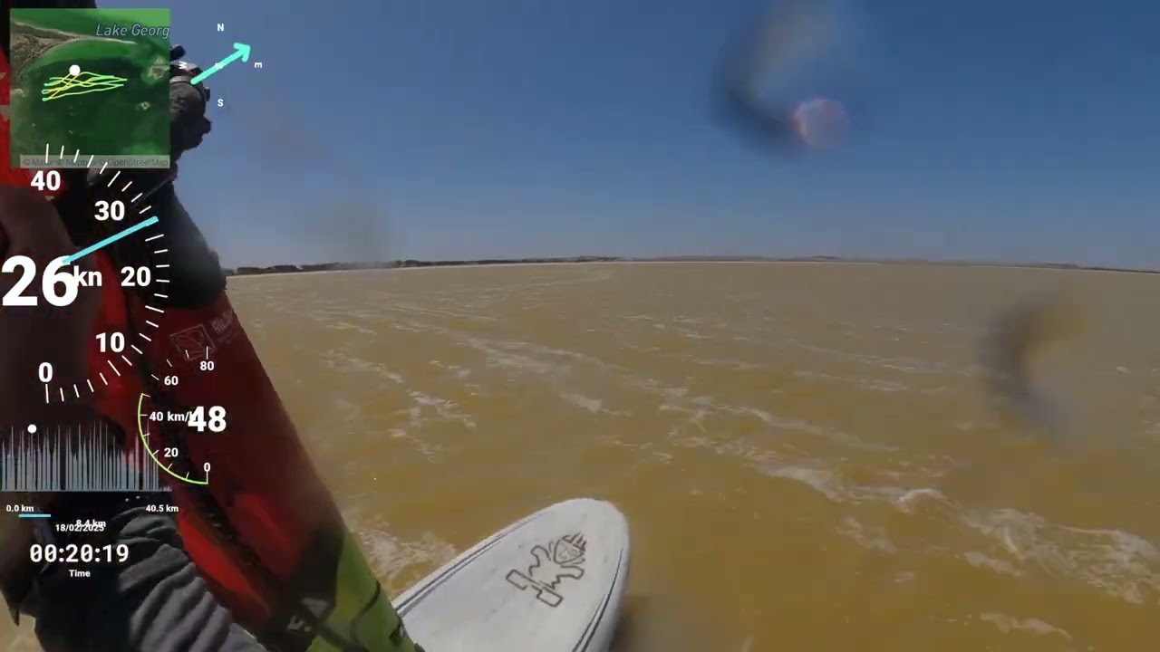 2025 02 20 Windsurfing Lake George chasing 35kts