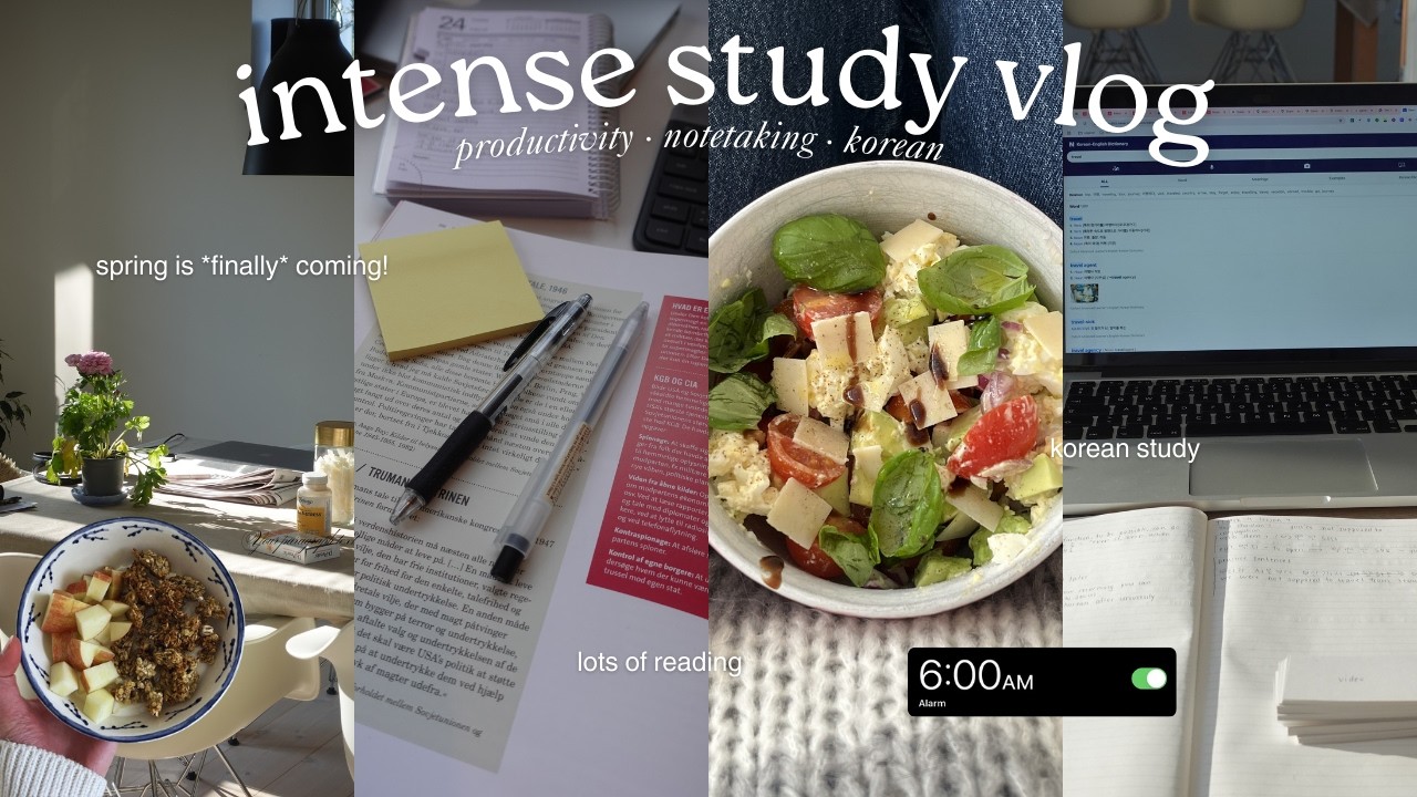 INTENSE study vlog 💌 notetaking, language learning, books & meals