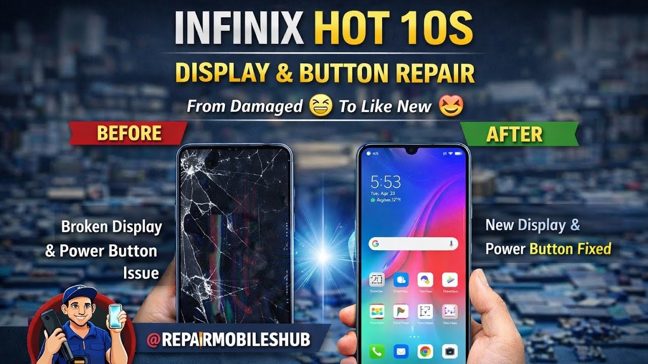 Infinix Hot 10S Display Replacement & On/Off Button Repair | Full Repair Process | @repairmobileshub