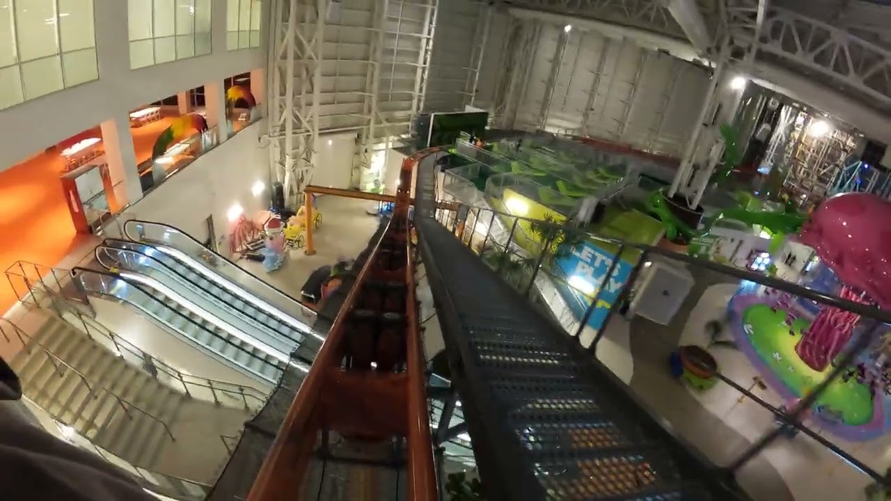 Nickelodeon Slime Streak backwards facing POV at Nickelodeon Universe at American Dream