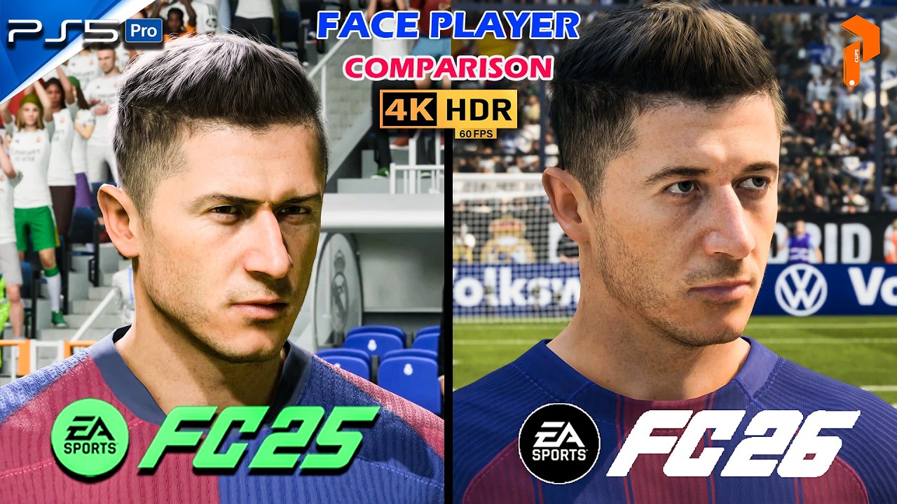 FC 26 vs FC 25 Face Comparison 🔥 PS5 4K HDR Graphics & Player Realism Test #fc26 #fc25 #comparison