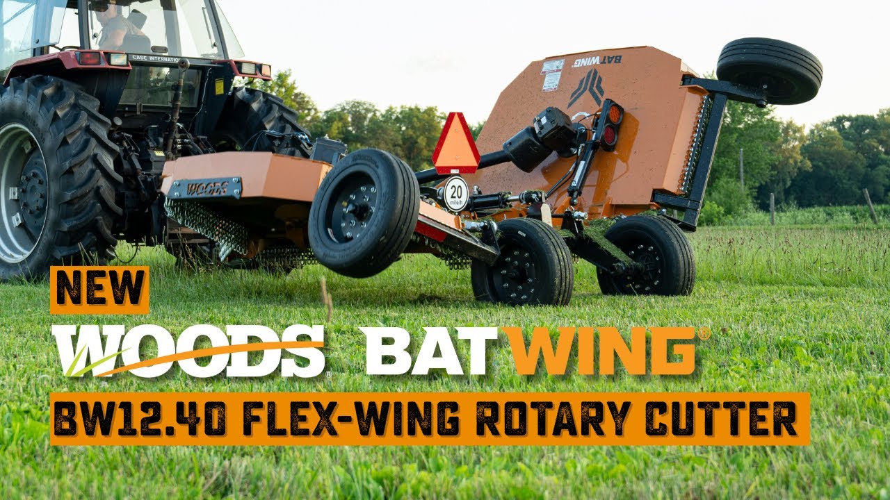 NEW Woods Batwing BW12.40 Flex-wing Rotary Cutter