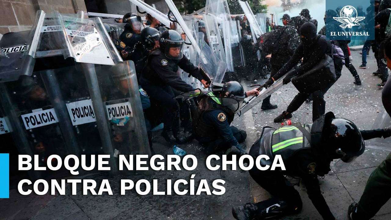 Bloque negro realiza destrozos en marcha del 2 de octubre por el 68
