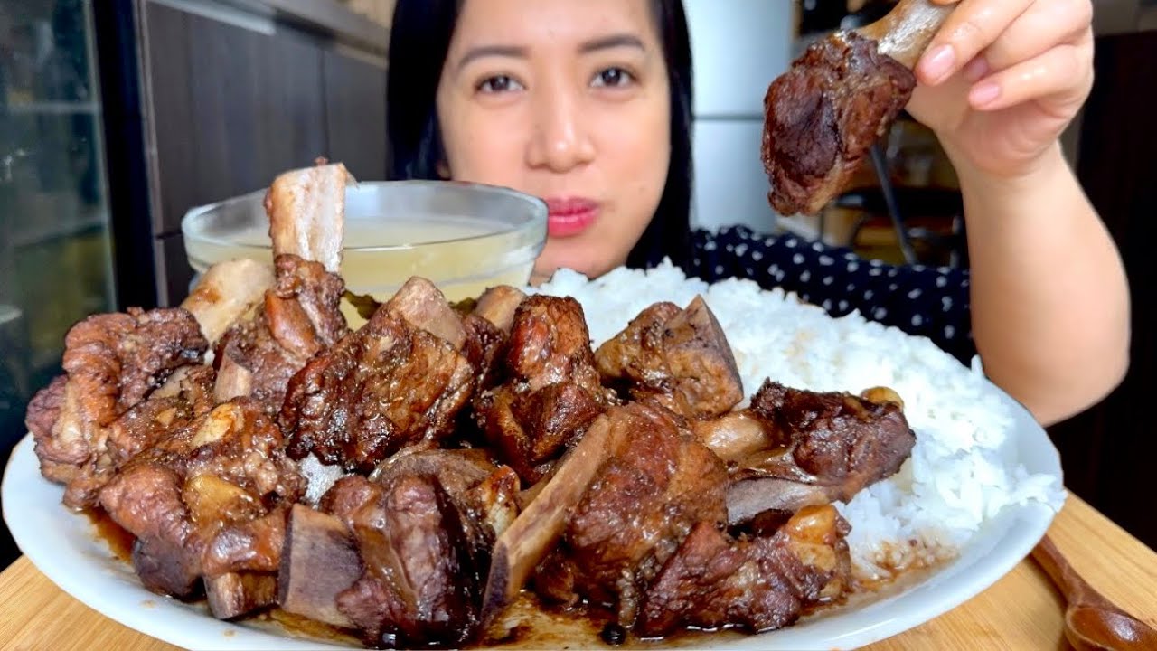 PORK RIBS ADOBO WITH MISO SOUP | PINOY MUKBANG