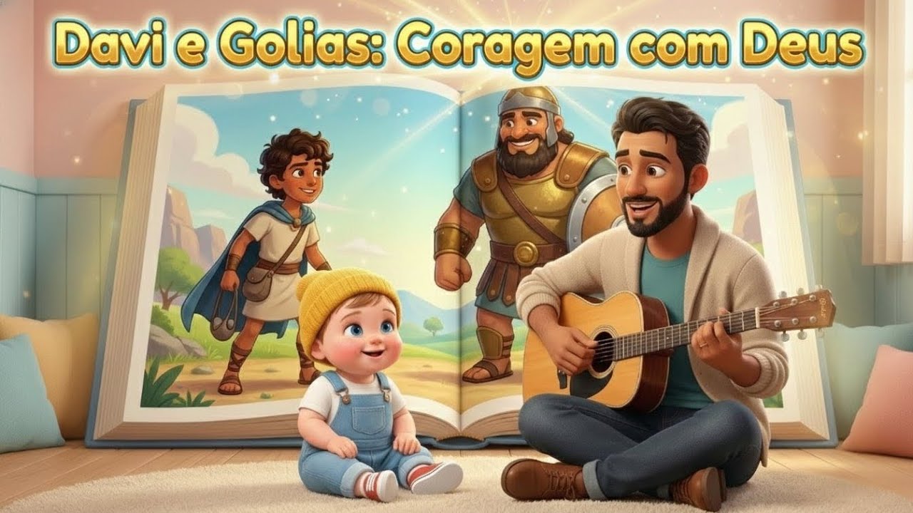 🎵DAVI E GOLIAS: CORAGEM COM DEUS 🛡️💪 | Canção Bíblica Infantil | MylittleHenry e os Amiguinhos da Fé