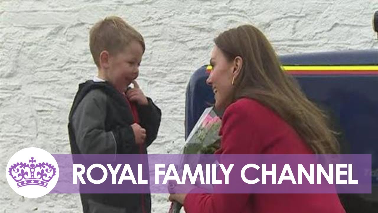 Cute Little Boy Woos Kate with Flowers During RNLI Visit