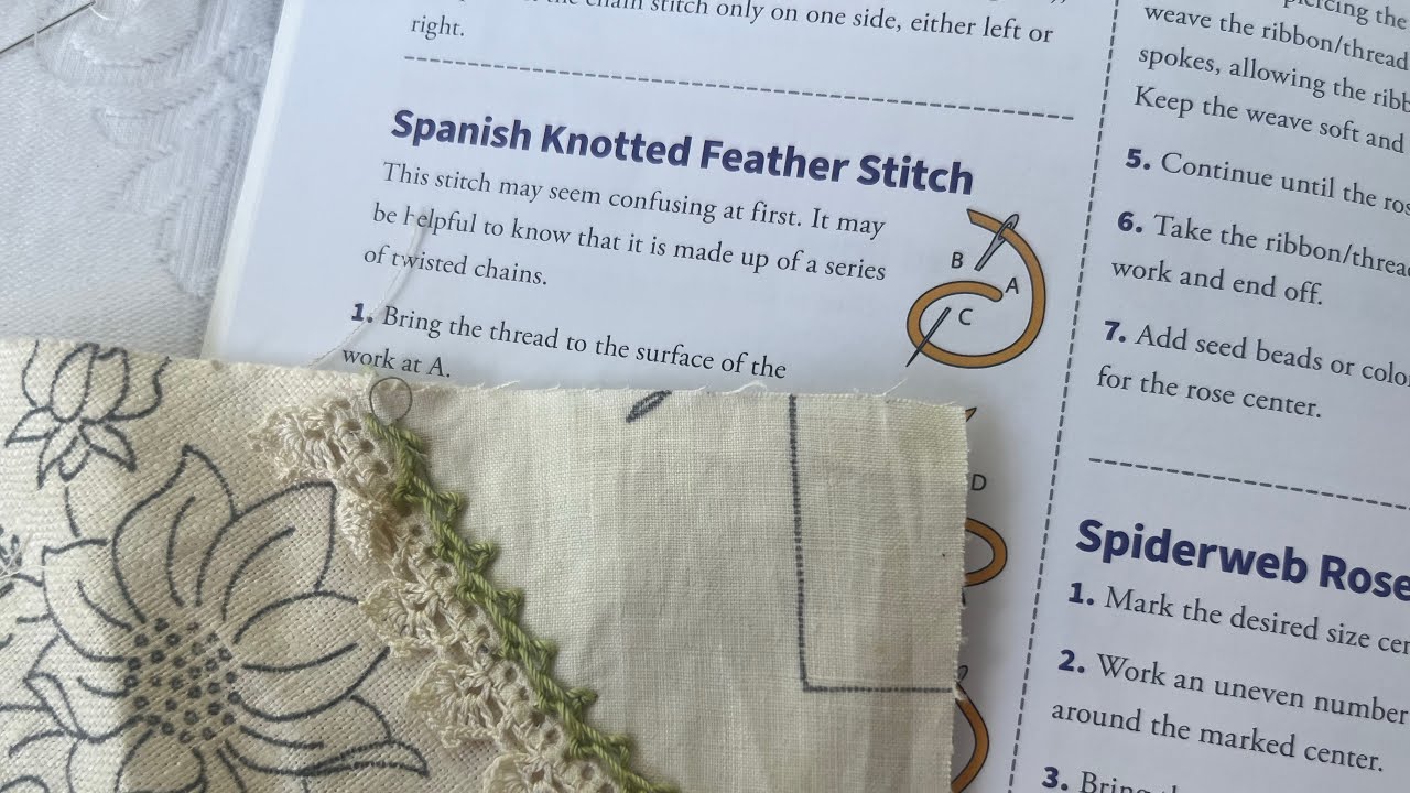 Spanish knotted feather stitch - a useful braid like stitch 