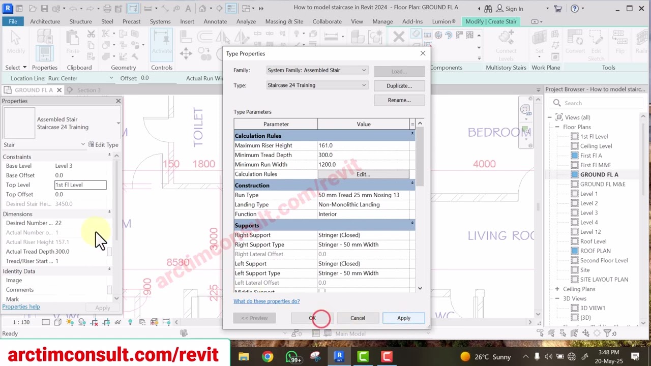 How to Model Staircase in Revit 2024