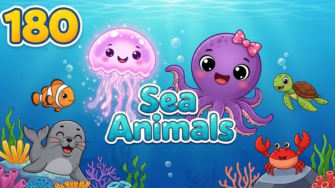 180 Ocean Sounds for Kids 🐋 | Blue Whale, Dolphin, Orca | Animal Shorts