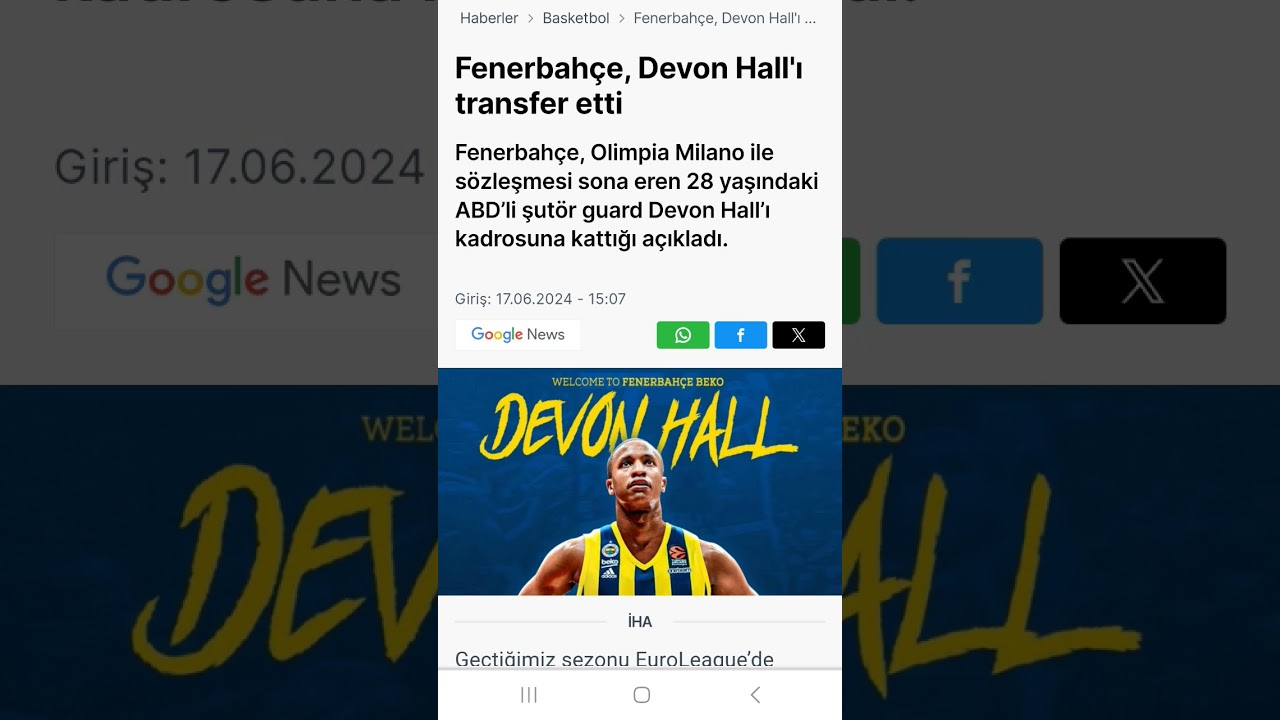 FENERBAH&Ccedil;E TRANSFER DEVON HALL