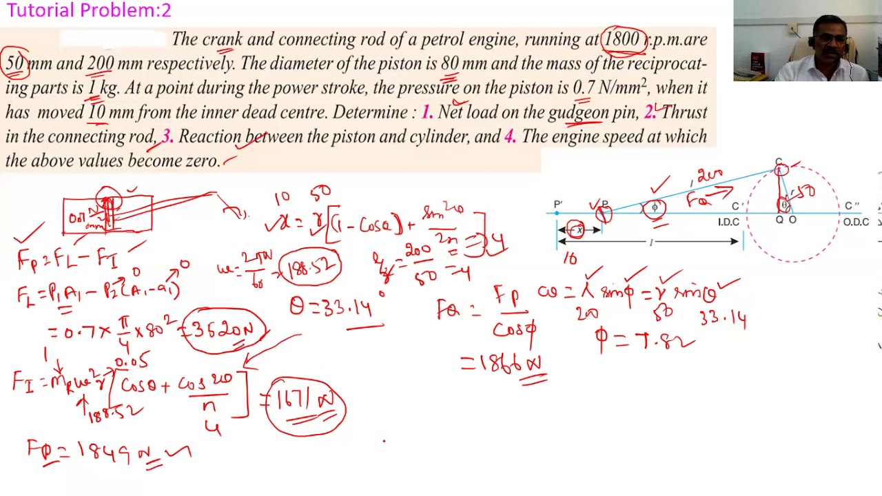 Force analysis of Slider crank mechanism   Part 2