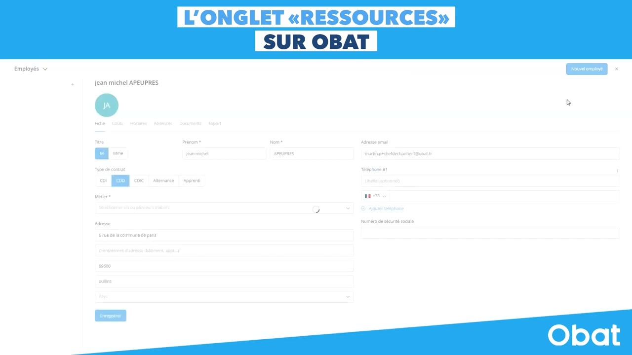 📈TUTO OBAT I Centraliser toutes vos informations chantiers et employ&eacute;s du b&acirc;timent.