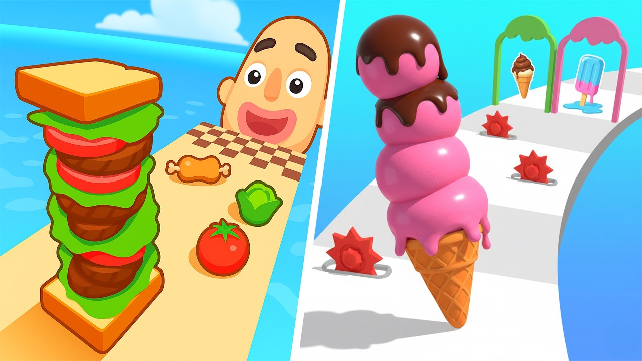 Stacky Ice Cream Runner VS Sandwich Runner - All Level Gameplay Android iOS New Update Ep126