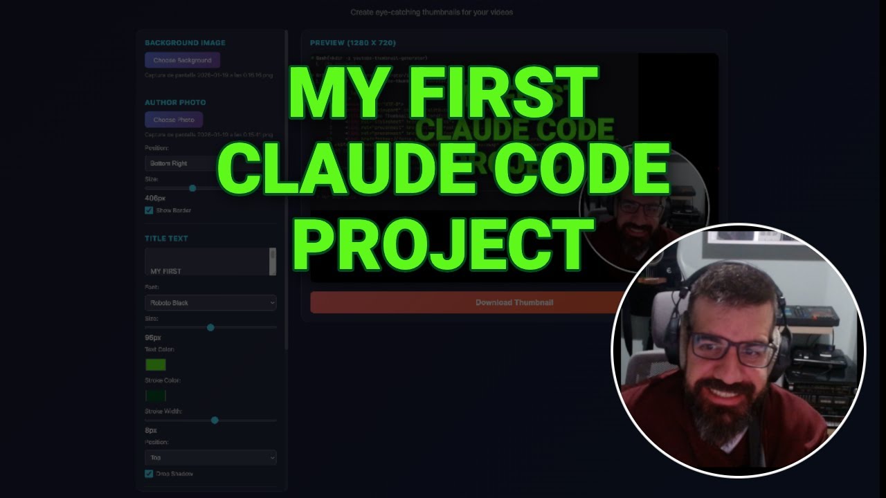 My first Claude Code project: a Youtube thumbnail generator!