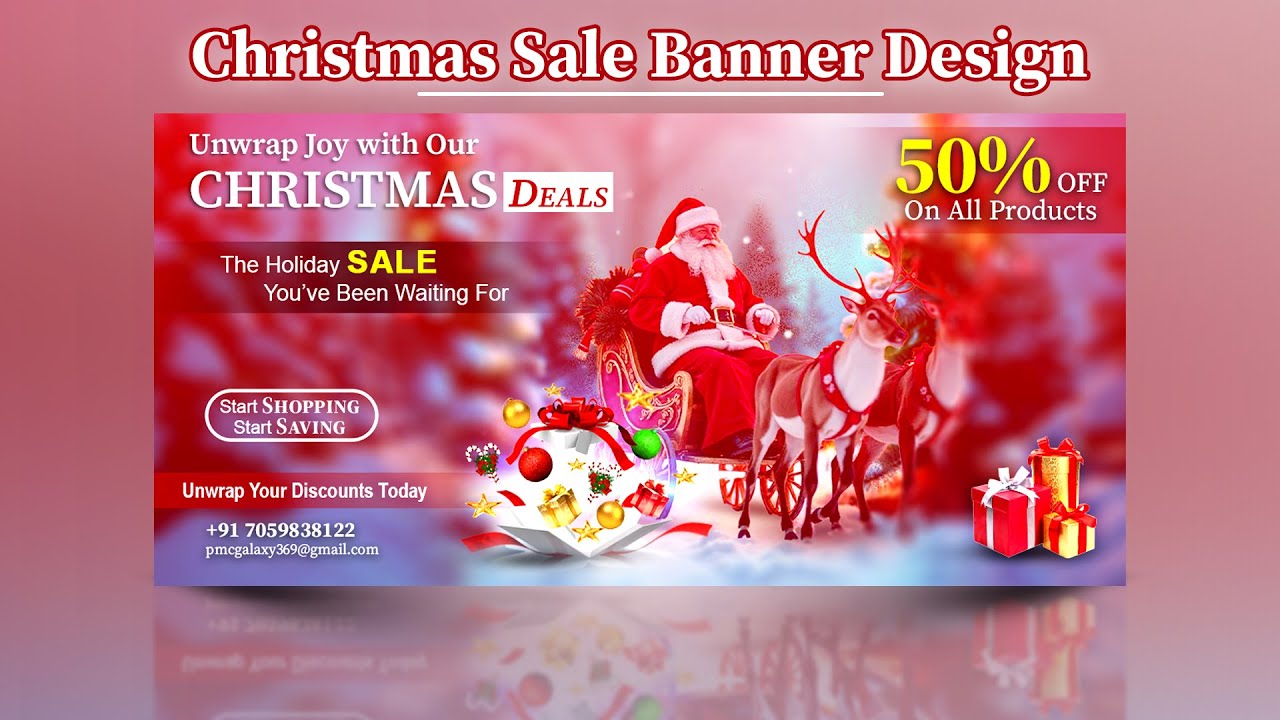 Ecommerce Website Banner Design For Christmas Sale | Christmas Sale Banner Design | Photoshop