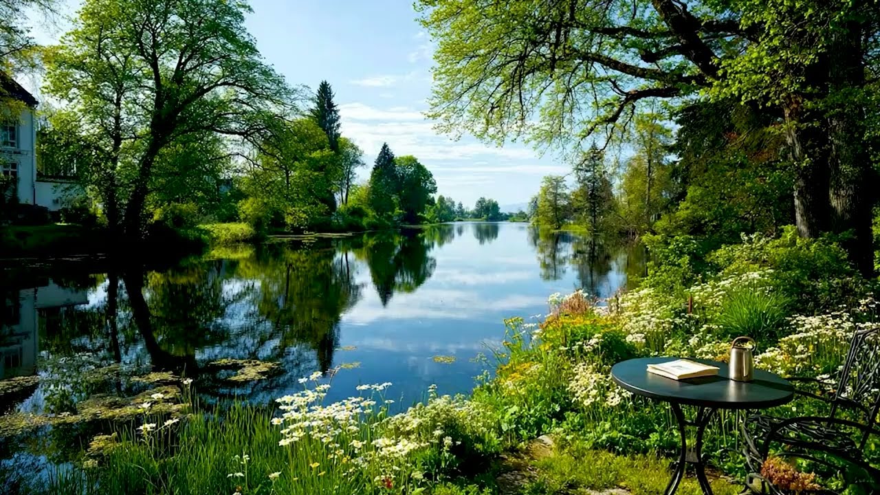 Morning by the Quiet Spring Lake 🌿☕ Birds & Soft Water, ASRM Ambience for a Peaceful Reset 🌼