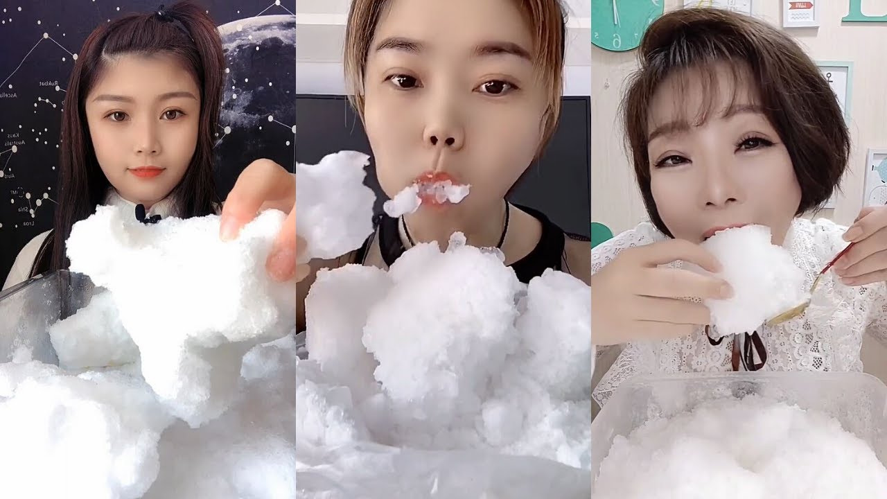 HUGE WHITE ICE CHUNKS EATING ASMR P155 ❄️ EXTREMELY CRISPY & CRUNCHY SOUND SATISYING MUKBANG  氷を食べる音