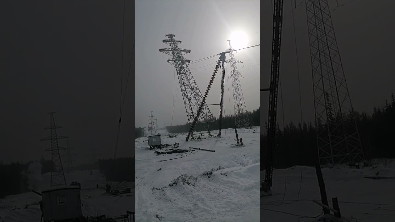 установка опоры методом падающей стрелы 65 м - 45 т