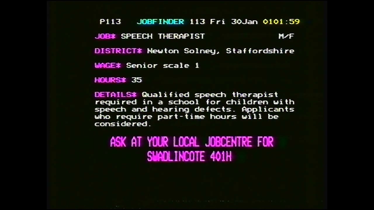 [720p/50p] ITV Central | Jobfinder | 29th January 1987 (early hours of 30th)