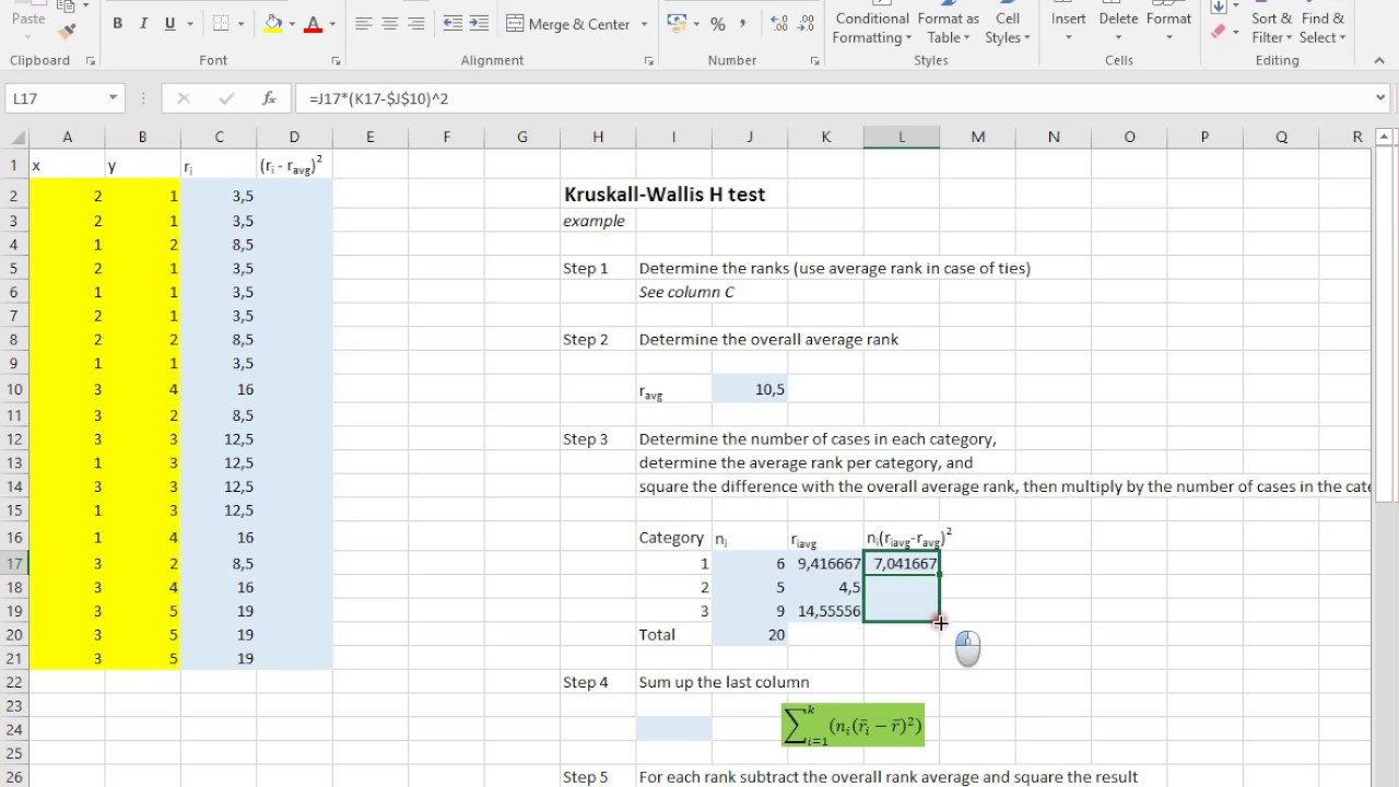 Excel - H-тест Краскела-Уоллиса