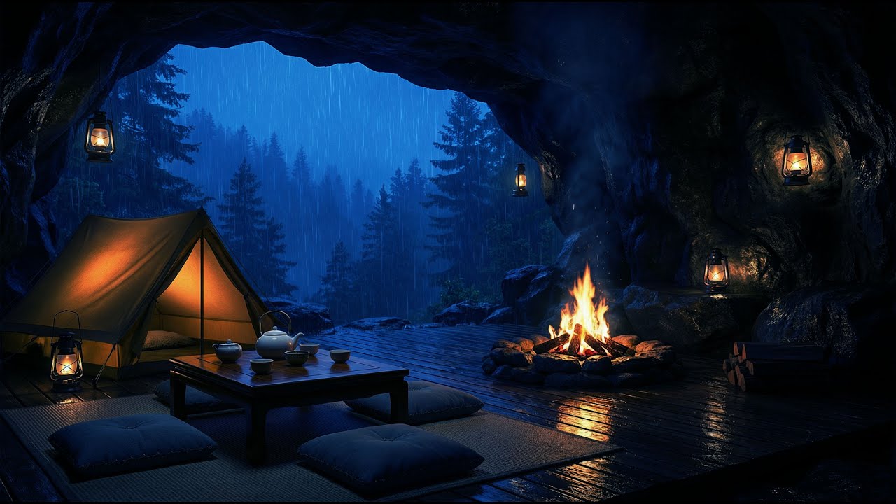 Heavy Rain Sounds & Cave Ambience for Stress-Free Sleep and Relaxation