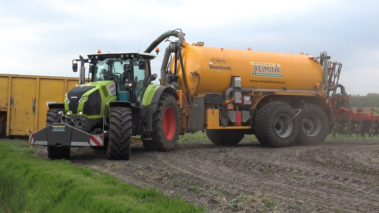 Bouwland bemesten met Claas Axion 850 + Veenhuis tank en Challenger Terra-Gator TG845 (2017)