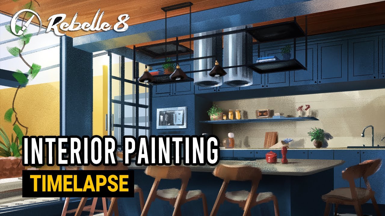 Rebelle 8 Pro - Interior Painting Using Pastels - Kitchen - Sketch to Final