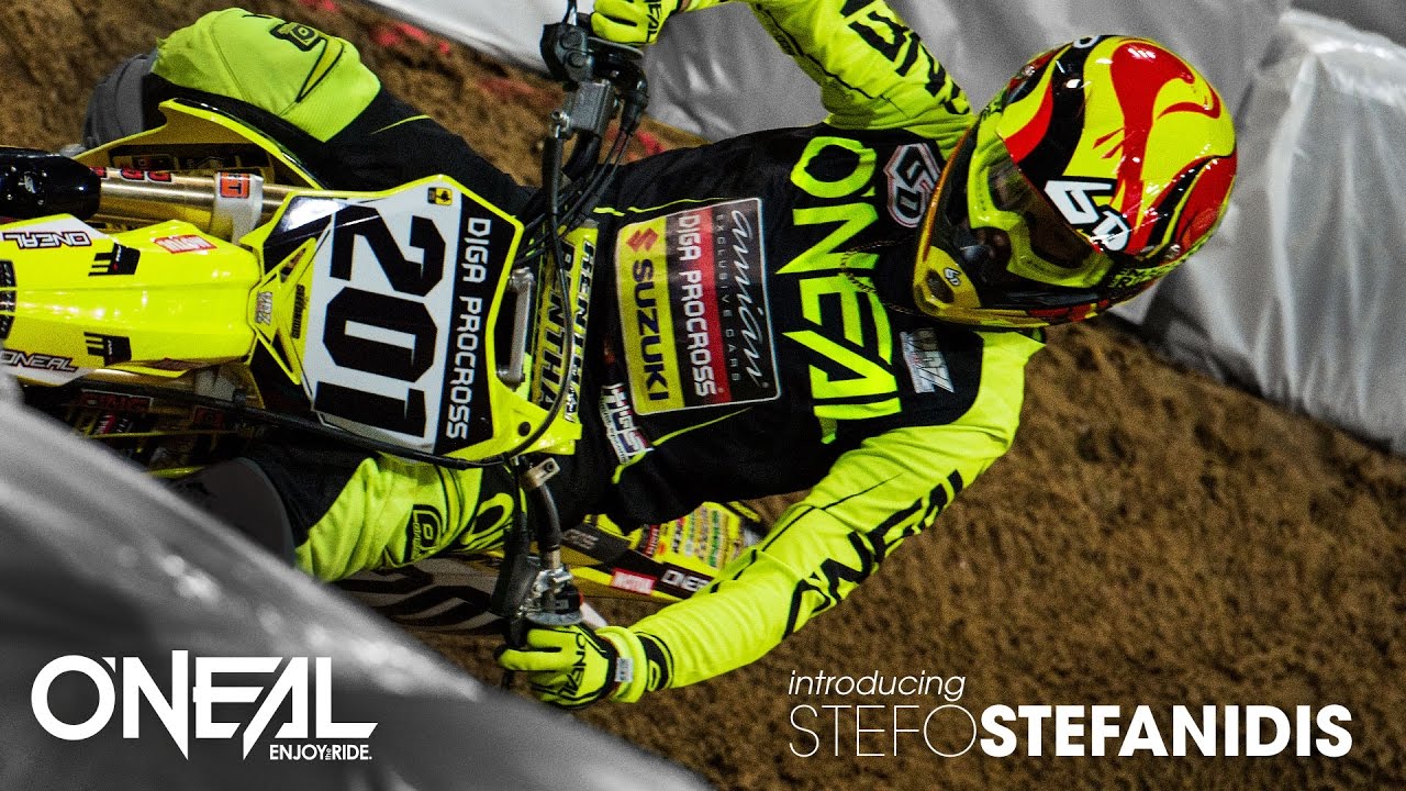 O'Neal introducing Team Rider Stefo Stefanidis