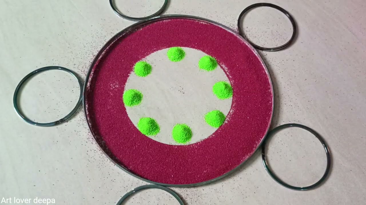Simple round circle rangoli design//easy and attractive round circle rangoli design//simple rangoli.