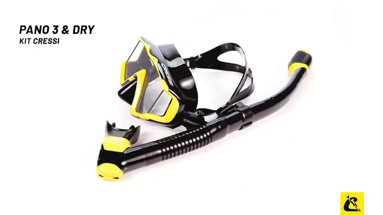 Kit de Mergulho M&aacute;scara + Respirador Cressi Pano 3 + Supernova Dry: Vis&atilde;o Ampla e Conforto