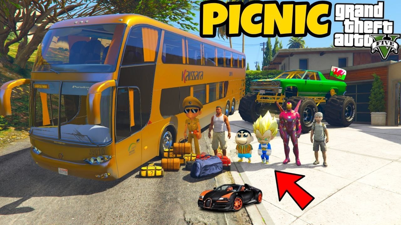 Franklin and Shinchan Plane A Road Trip With Luxury BUS From Los Santos To North Yankton IN GTA 5