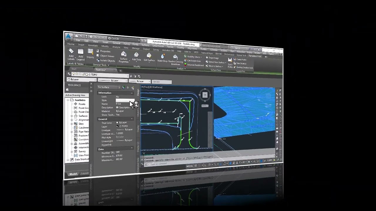 Introduce Create Feature Line & Move to site using in AutoCAD Civil 3d اردو & हिन्दी