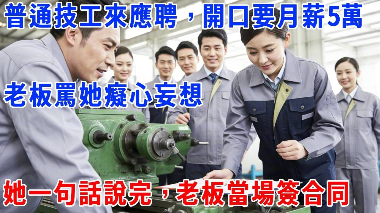 普通技工來應聘，開口要月薪5萬，老板罵她癡心妄想，她一句話說完，老板當場簽合同。#打脸 #正能量 #故事分享 #生活經驗 #职场 #正能量剧情