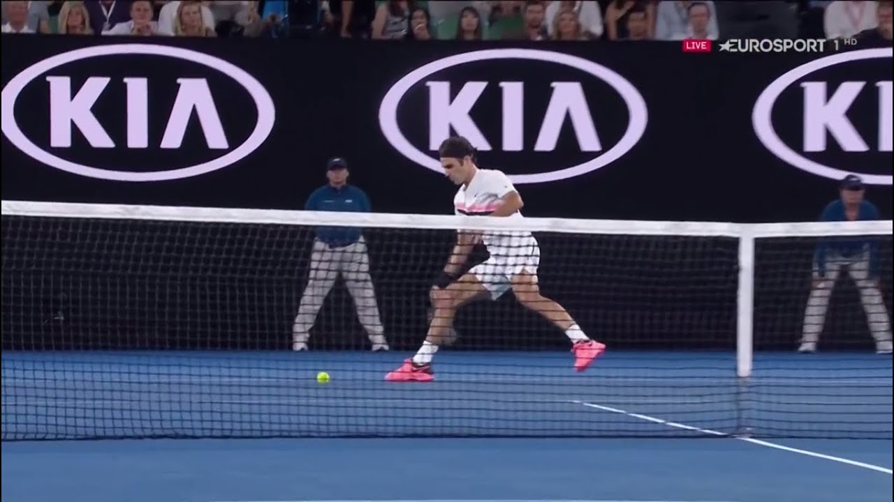 Insane half volley forehand by Federer AUSTRALIAN OPEN FINALS 2018