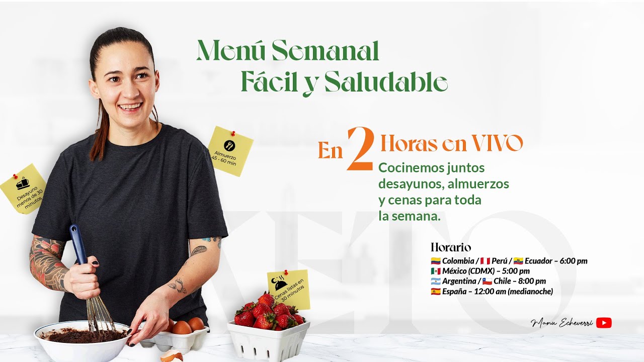 🤩Menú Semanal Fácil y Saludable: COCINA EN VIVO CONMIGO un Menu Keto COMPLETO | Manu Echeverri