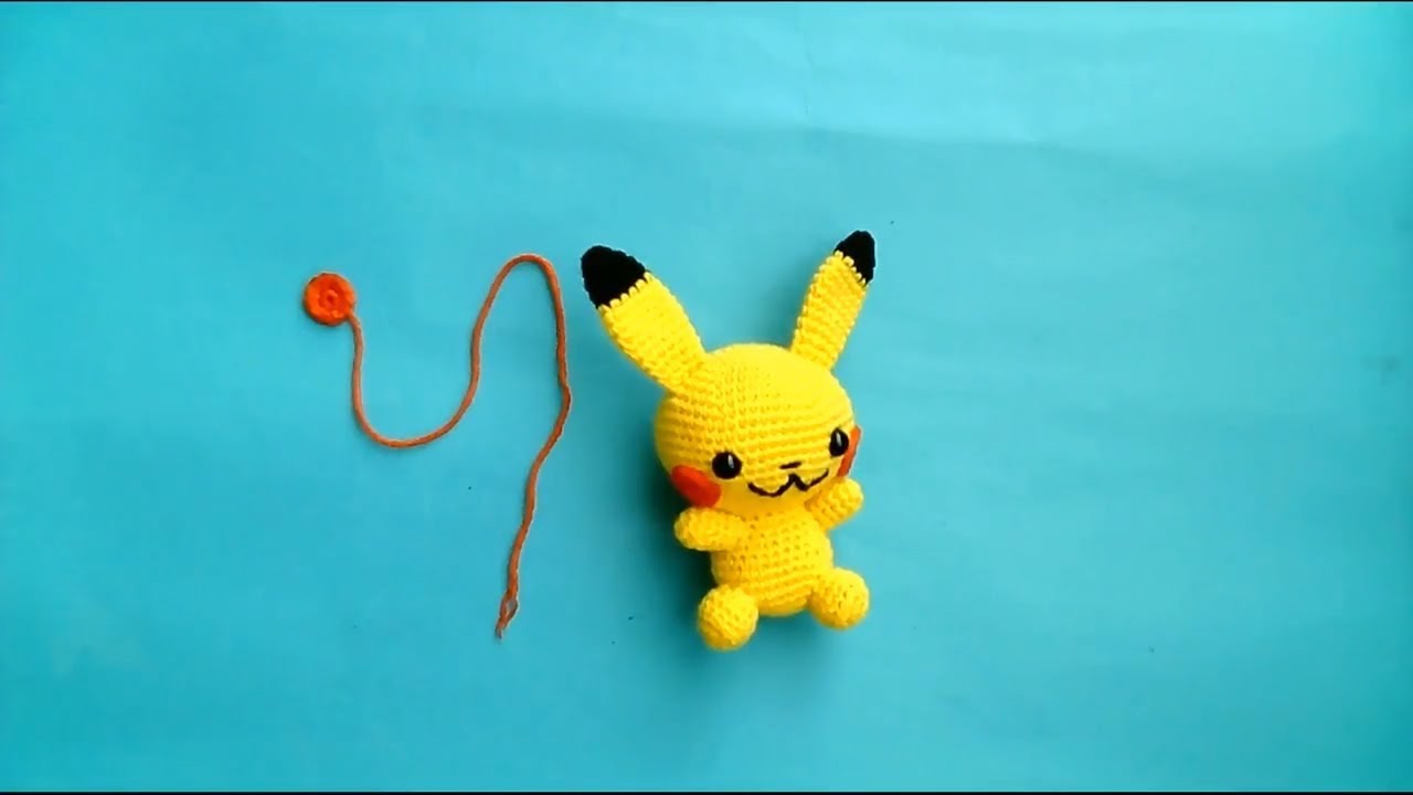 Amigurumi pikaçu yapımı yanak yapımı pikaçhu keychain pikaçhu key chain cheek  making -6