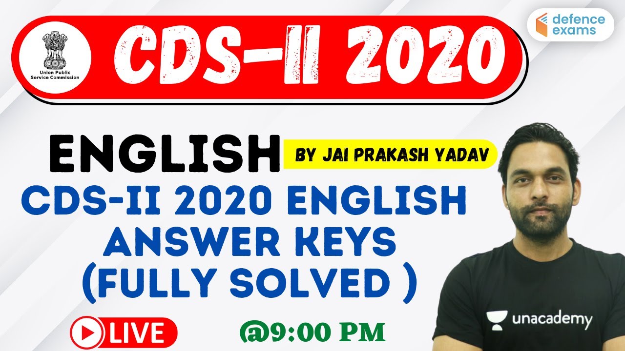 CDS - II 2020 English Answer Keys (Fully Solved) | English by Jai Prakash | Full Practice Session