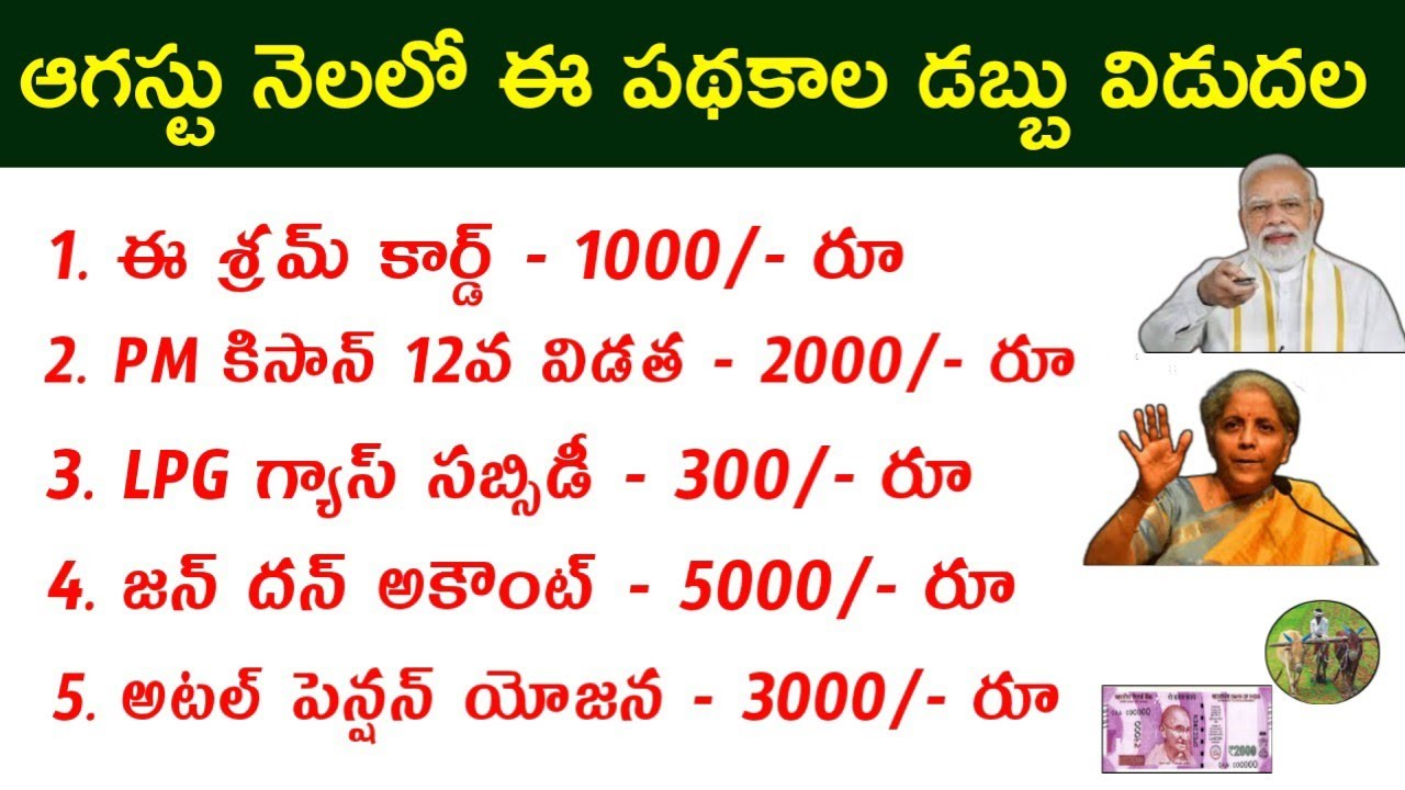 MODI SCHEMES AUGUST 2022/ PM MODI FORMER GOOD NEWS/ PM KISAN 2000 RELEASE/ ESHRAM CARD 1000/PENSION
