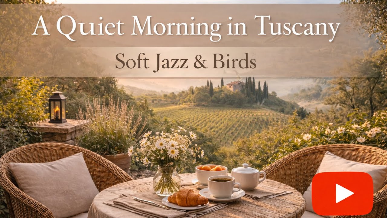 Tuscany Morning Countryside ☀️ | Soft Jazz & Birds | Cozy Slow Living | 1 Hour