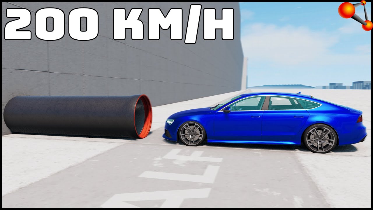 IRON PIPE vs AUDI RS7! 200 Km/H CRASH TEST! - BeamNg Drive