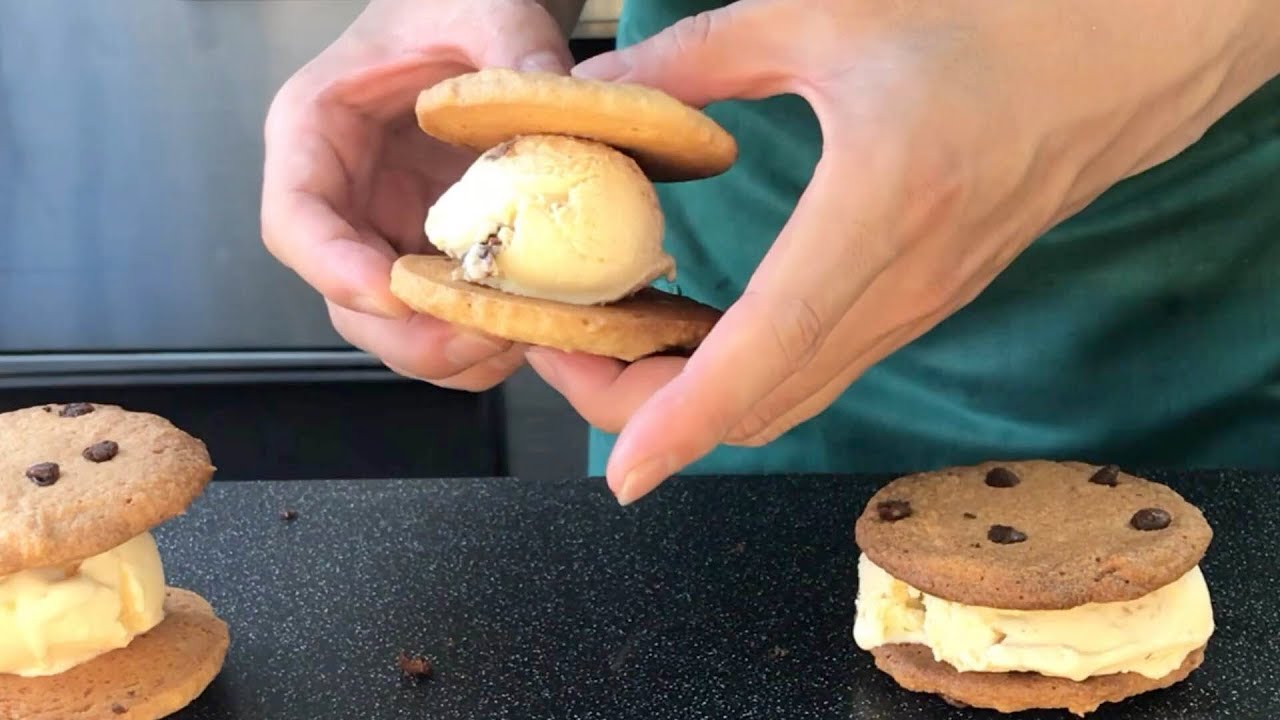 Raisin Ice Cream Cookie Sandwich Recipe [No Music] レーズンアイスクリームサンドクッキー