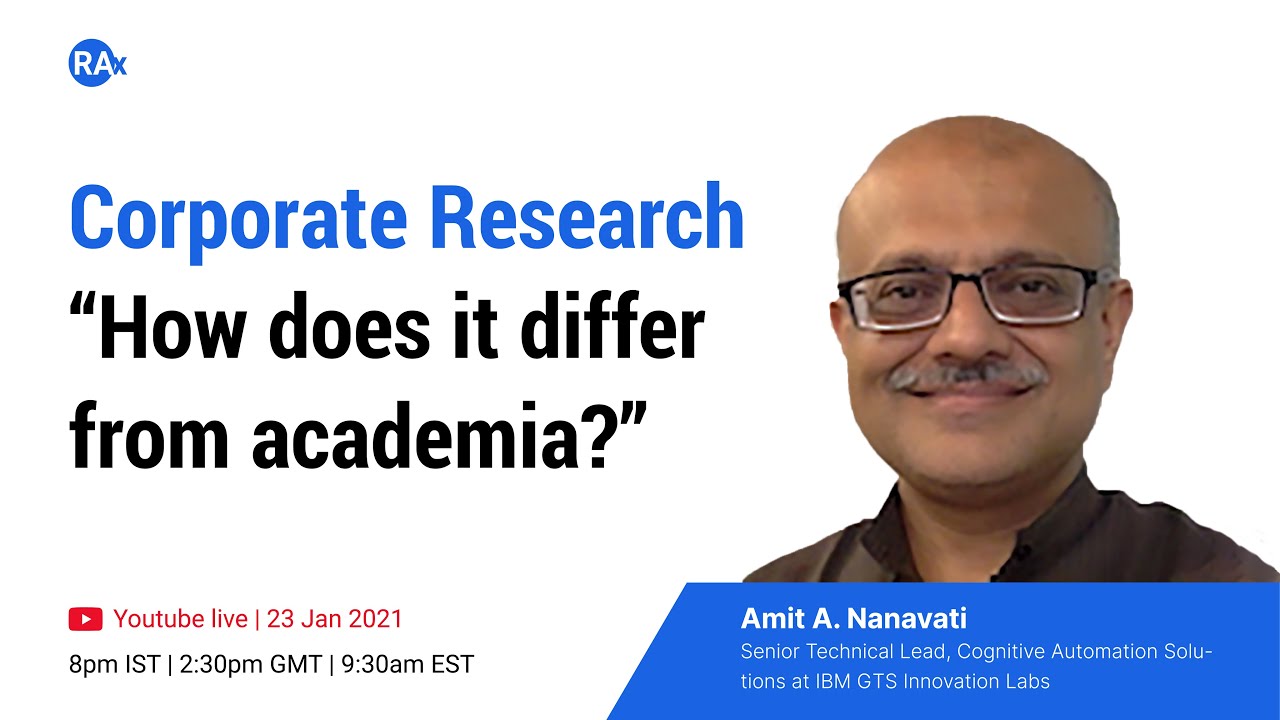 Corporate Research: How Does it Differ from Academia? - Saturday Meet with Dr. Sourish