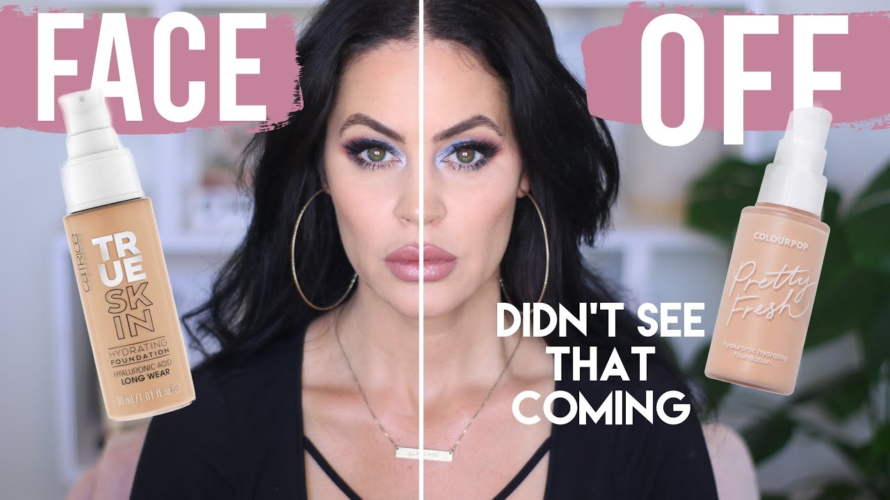 FOUNDATION FACE OFF + 8 HOUR WEAR TEST | COLOURPOP PRETTY FRESH vs CATRICE TRUE SKIN