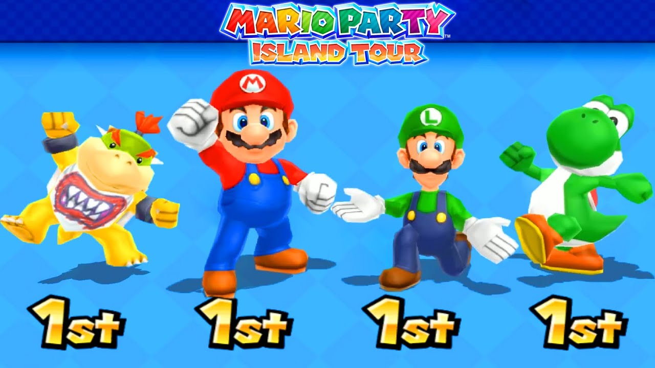 Mario Party: Island Tour MiniGames  - Bowser Jr Vs Mario Vs Luigi Vs Yoshi (Master CPU)