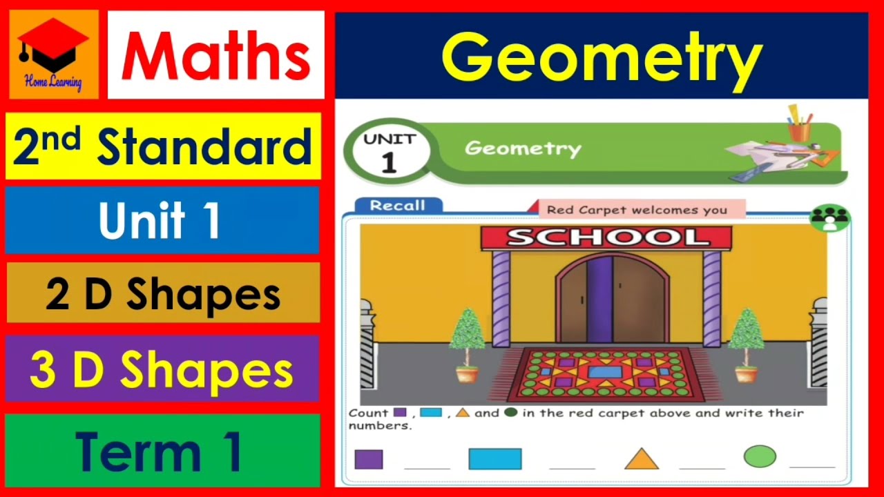 Geometry- 2nd Standard- Maths- Unit 1- 2D Shapes & 3D Shapes- Pages 2 to 9- Term 1