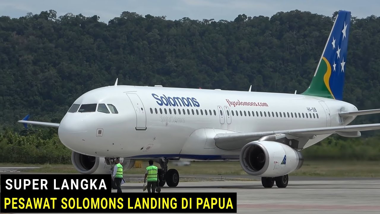 Super Langka !!! Pesawat Solomon Airlines Landing dan Take Off di Bandara Frans Kaisiepo Biak Papua